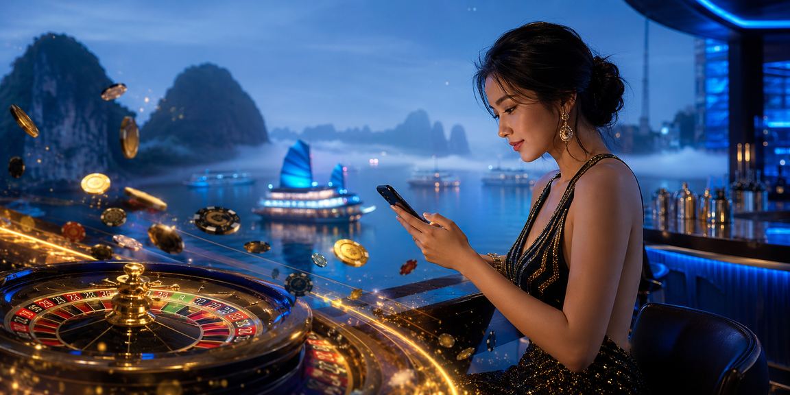 Mô hình giải trí casino và cá cược bên vịnh Hạ Long nhìn từ xa
